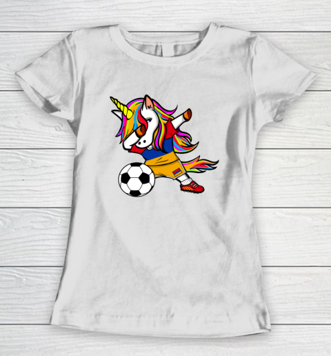 Dabbing Unicorn Armenia Football Armenian Flag Soccer Women's T-Shirt