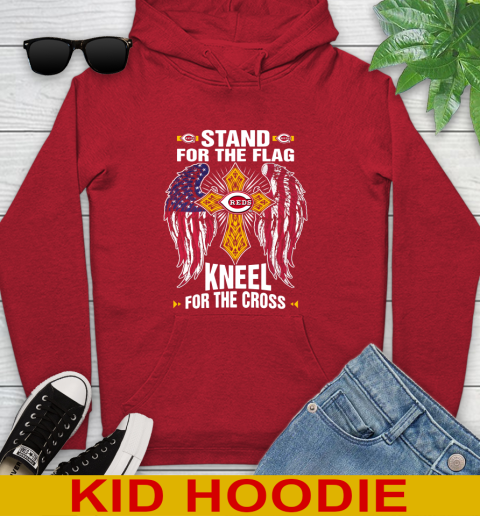 MLB Baseball Cincinnati Reds Stand For Flag Kneel For The Cross Shirt Youth Hoodie 11