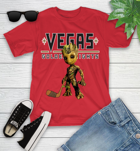 Vegas Golden Knights NHL Hockey Groot Marvel Guardians Of The Galaxy Youth T-Shirt 10