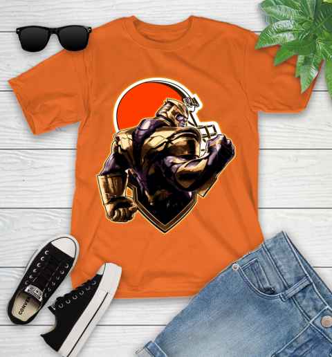 NFL Thanos Avengers Endgame Football Sports Cleveland Browns Youth T-Shirt 7