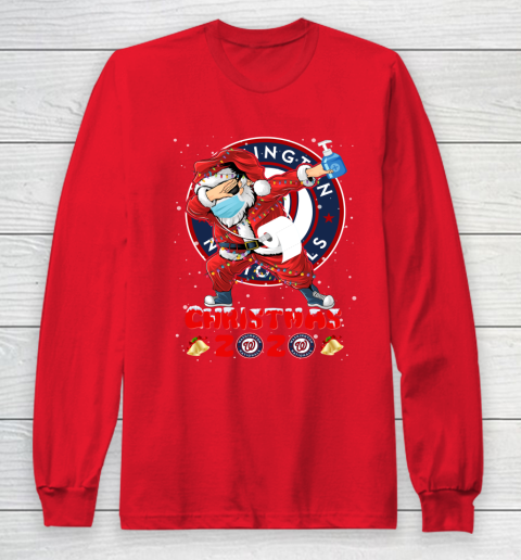 Washington Nationals Funny Santa Claus Dabbing Christmas 2020 MLB Long Sleeve T-Shirt 7