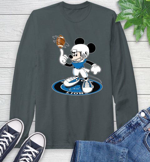 NFL Football Detroit Lions Cheerful Mickey Disney Shirt Long Sleeve T-Shirt 7