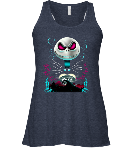 NFL New York Jets Jack Skellington Sally The Nightmare Before Christmas Football WUHDXrCuNJI flowy tank 32 95 151514 front heather navy