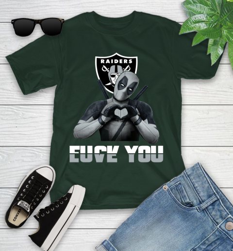 NHL Oakland Raiders Deadpool Love You Fuck You Football Sports Youth T-Shirt 5
