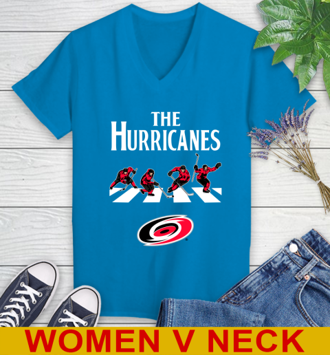 NHL Hockey Carolina Hurricanes The Beatles Rock Band Shirt Women's V-Neck T-Shirt 7