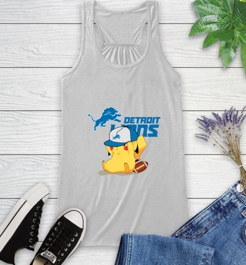 NFL Pikachu Football Sports Detroit Lions Racerback Tank