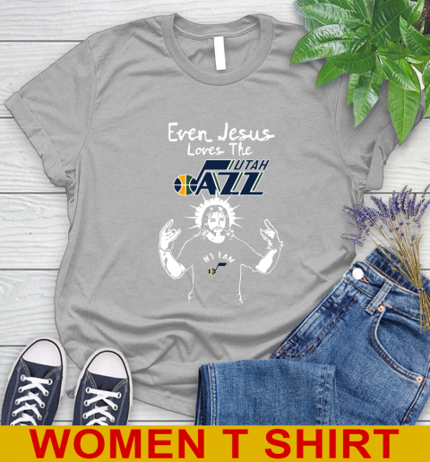 Utah Jazz NBA Basketball Even Jesus Loves The Jazz Shirt Women's T-Shirt - Image 6