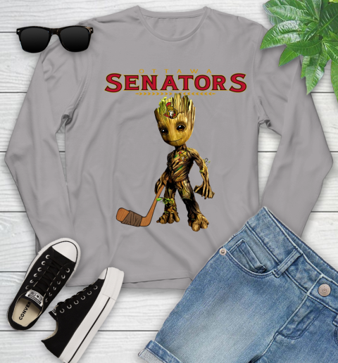 Ottawa Senators NHL Hockey Groot Marvel Guardians Of The Galaxy Youth Long Sleeve 5