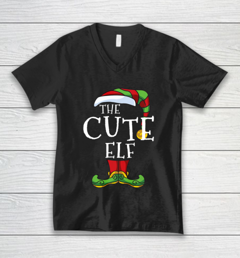 Cute Elf Family Matching Christmas Group Funny Gift Pajama V-Neck T-Shirt