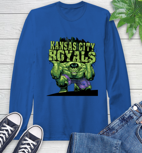 Kansas City Royals MLB Baseball Incredible Hulk Marvel Avengers Sports Long Sleeve T-Shirt 9