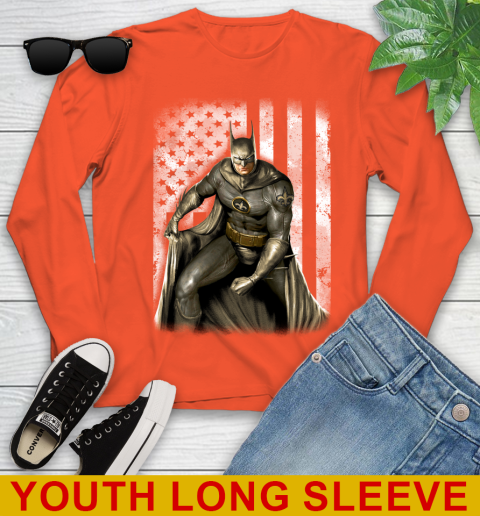 New Orleans Saints NFL Football Batman DC American Flag Shirt Youth Long Sleeve 3