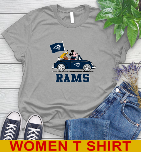 NFL Football Los Angeles Rams Pluto Mickey Driving Disney Shirt Women's T-Shirt 11
