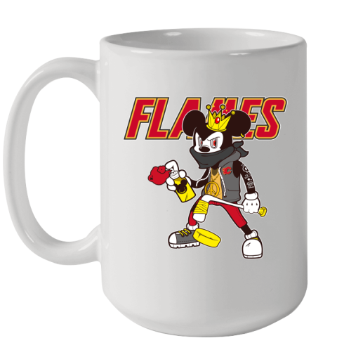 Calgary Flames NHL Hockey Mickey Peace Sign Sports Ceramic Mug 15oz