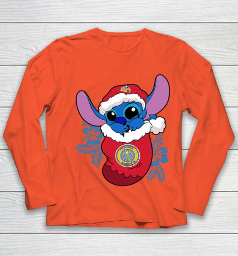 Denver Nuggets Christmas Stitch In The Sock Funny Disney NBA Youth Long Sleeve 4