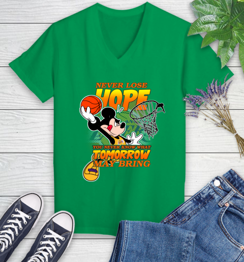 Los Angeles Lakers NBA Basketball Mickey Disney Never Lose Hope Women's V-Neck T-Shirt 5