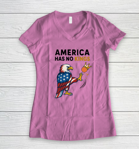 America Has No Kings Eagle Kick Orange Anti Trump Women's V-Neck T-Shirt 6