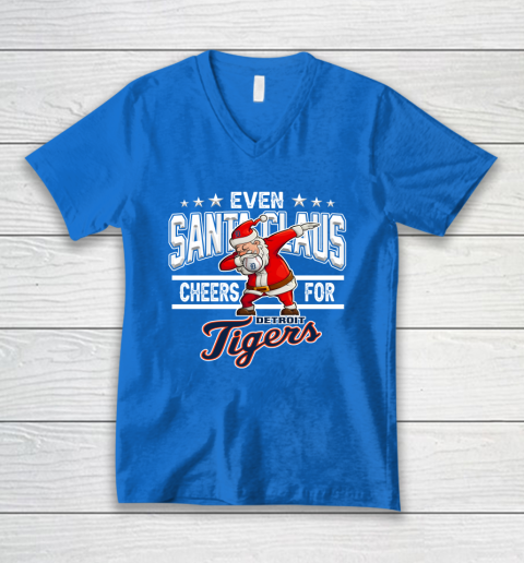 Detroit Tigers Even Santa Claus Cheers For Christmas MLB V-Neck T-Shirt 5