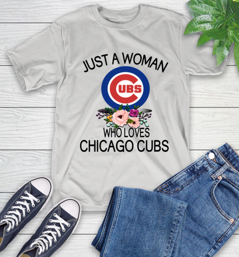 MLB Just A Woman Who Loves Chicago Cubs Baseball Sports T-Shirt
