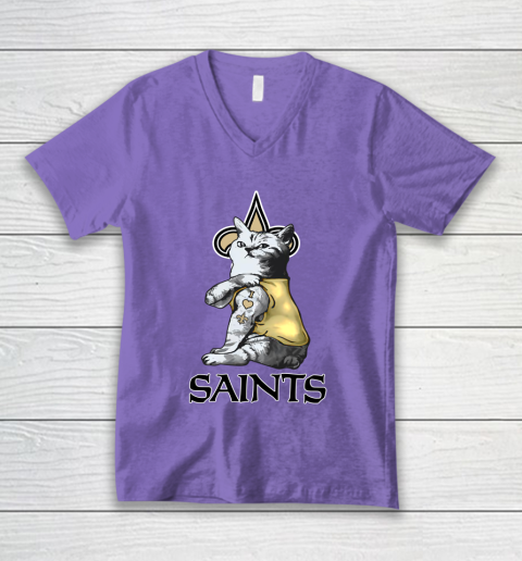 NFL Football My Cat Loves New Orleans Saints V-Neck T-Shirt 8