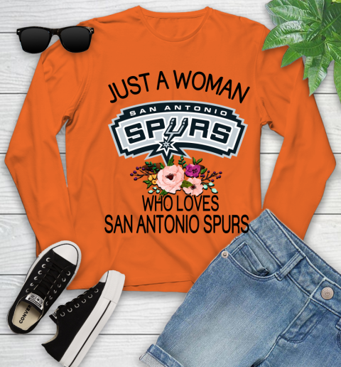 NBA Just A Woman Who Loves San Antonio Spurs Basketball Sports Youth Long Sleeve 2
