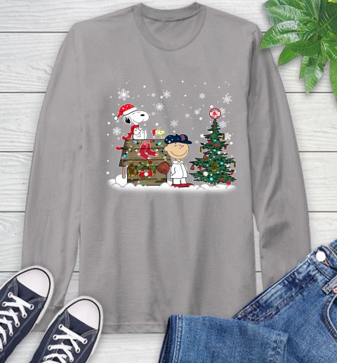 MLB Boston Red Sox Snoopy Charlie Brown Christmas Baseball Commissioner's Trophy Long Sleeve T-Shirt 6