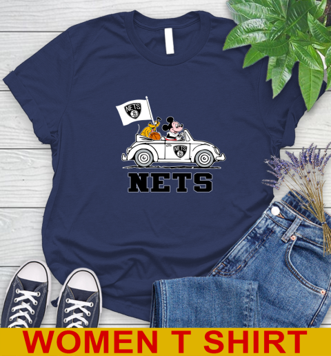 NBA Basketball Brooklyn Nets Pluto Mickey Driving Disney Shirt Women's T-Shirt 12