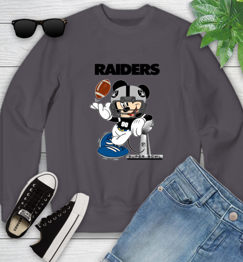 NFL Oakland Raiders Mickey Mouse Disney Super Bowl Football T Shirt Youth Sweatshirt 6