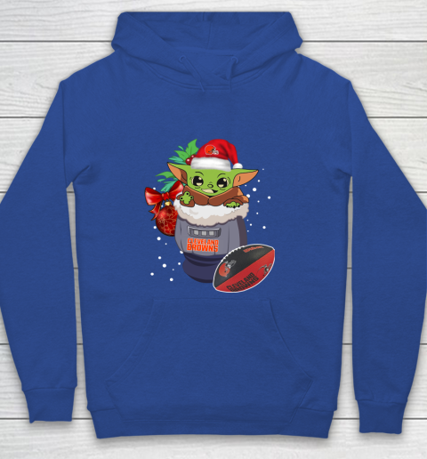 Cleveland Browns Christmas Baby Yoda Star Wars Funny Happy NFL Youth Hoodie 8