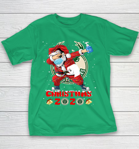 Milwaukee Bucks Funny Santa Claus Dabbing Christmas 2020 NBA Youth T-Shirt 3