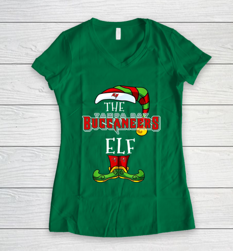 Tampa Bay Buccaneers Christmas ELF Funny NFL Women s V Neck T Shirt Tee For Sports