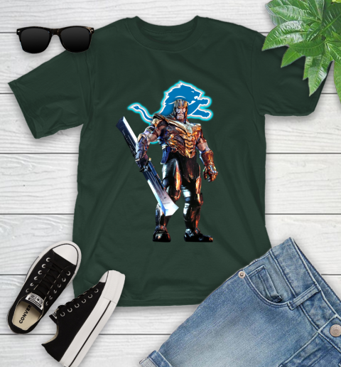 NFL Thanos Gauntlet Avengers Endgame Football Detroit Lions Youth T-Shirt 5