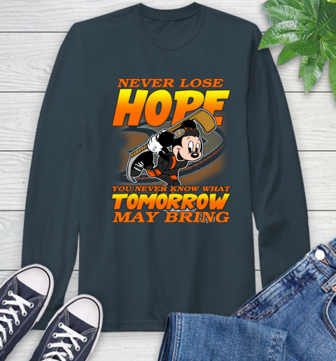 Anaheim Ducks NHL Hockey ootball Mickey Disney Never Lose Hope Long Sleeve T-Shirt 9