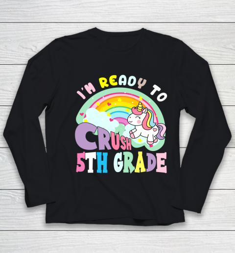 Back to school shirt ready to crush 5th grade unicorn Youth Long Sleeve