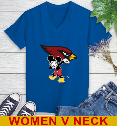 Arizona Cardinals NFL Football Dabbing Mickey Disney Sports Women's V-Neck T-Shirt 11