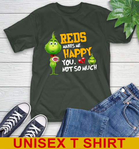 MLB Cincinnati Reds Makes Me Happy You Not So Much Grinch Baseball Sports T-Shirt 6