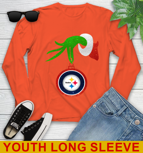 Pittsburgh Steelers Grinch Merry Christmas NFL Football Youth Long Sleeve 4