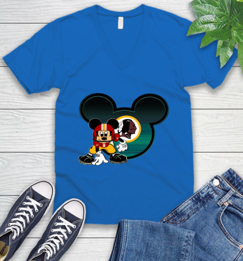 NFL Washington Redskins Mickey Mouse Disney Football T Shirt V-Neck T-Shirt 6