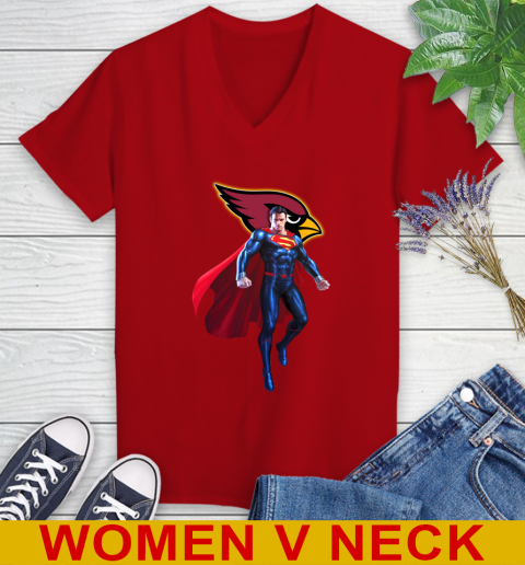 NFL Superman DC Sports Football Arizona Cardinals Women's V-Neck T-Shirt 12