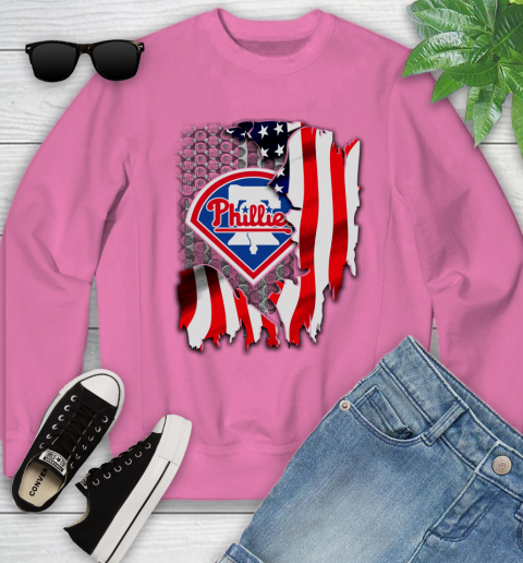 Philadelphia Phillies MLB Baseball American Flag Youth Sweatshirt 6