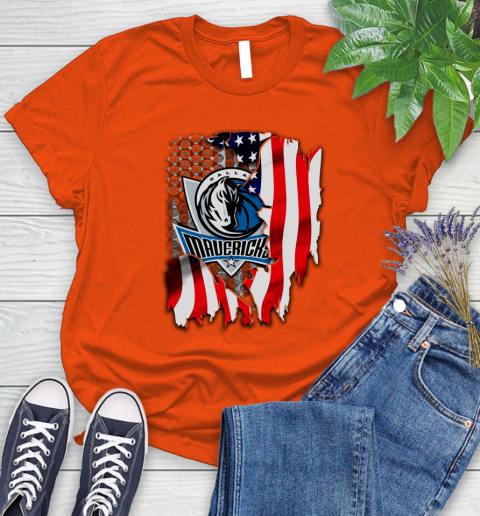 Dallas Mavericks NBA Basketball American Flag Women's T-Shirt 3