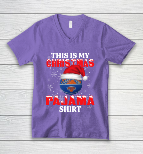 New York Knicks This Is My Christmas Pajama Shirt NBA V-Neck T-Shirt 8