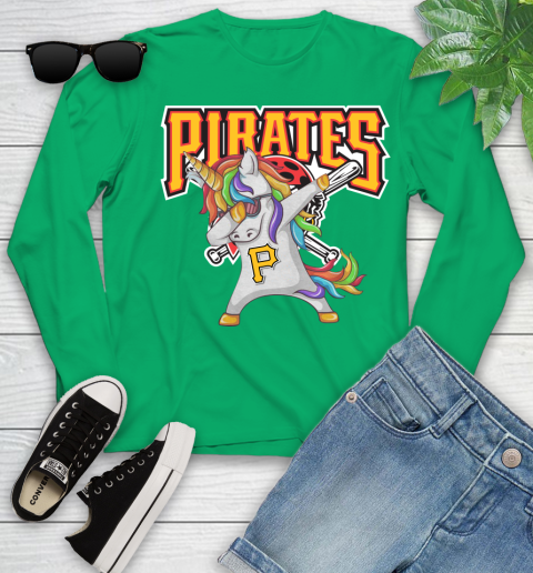 Pittsburgh Pirates MLB Baseball Funny Unicorn Dabbing Sports Youth Long Sleeve 6