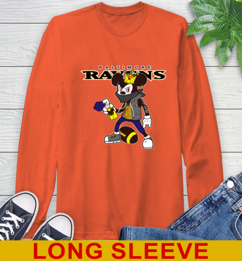 Baltimore Ravens NFL Football Mickey Peace Sign Sports Long Sleeve T-Shirt 5