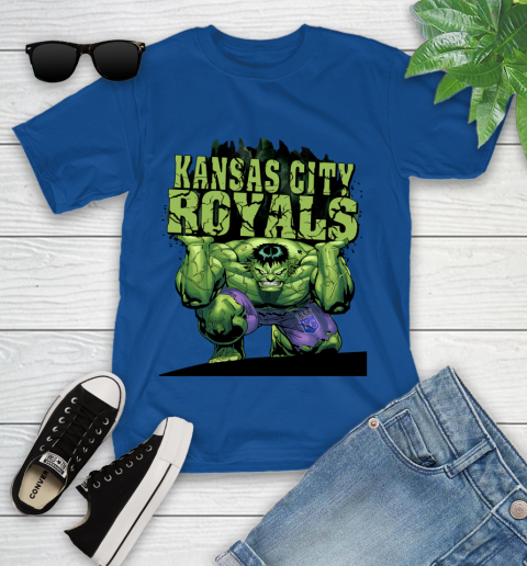 Kansas City Royals MLB Baseball Incredible Hulk Marvel Avengers Sports Youth T-Shirt 9