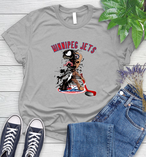 NHL Winnipeg Jets Hockey Venom Groot Guardians Of The Galaxy Women's T-Shirt 5