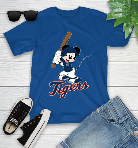 MLB Baseball Detroit Tigers Cheerful Mickey Mouse Shirt Youth T-Shirt 9