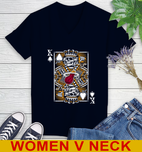 Miami Heat NBA Basketball The King Of Spades Death Cards Shirt Women's V-Neck T-Shirt 2