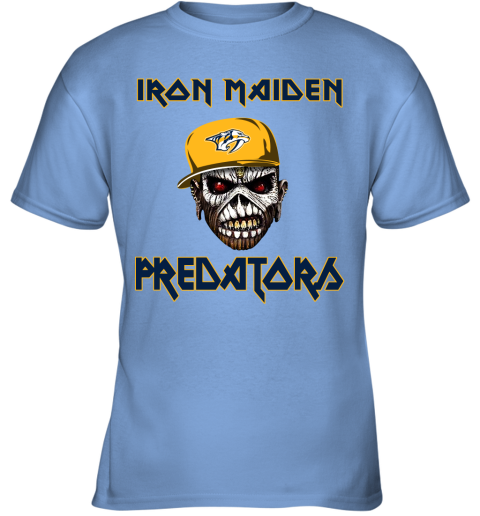 NHL Nashville Predators Iron Maiden Rock Band Music Hockey Sports GFyJ6Z4M0Xm youth t shirt 26 95 151514 front carolina blue
