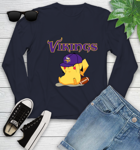 NFL Pikachu Football Sports Minnesota Vikings Youth Long Sleeve 3