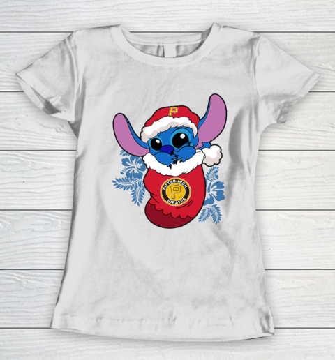Pittsburgh Pirates Christmas Stitch In The Sock Funny Disney MLB Women's T-Shirt 3